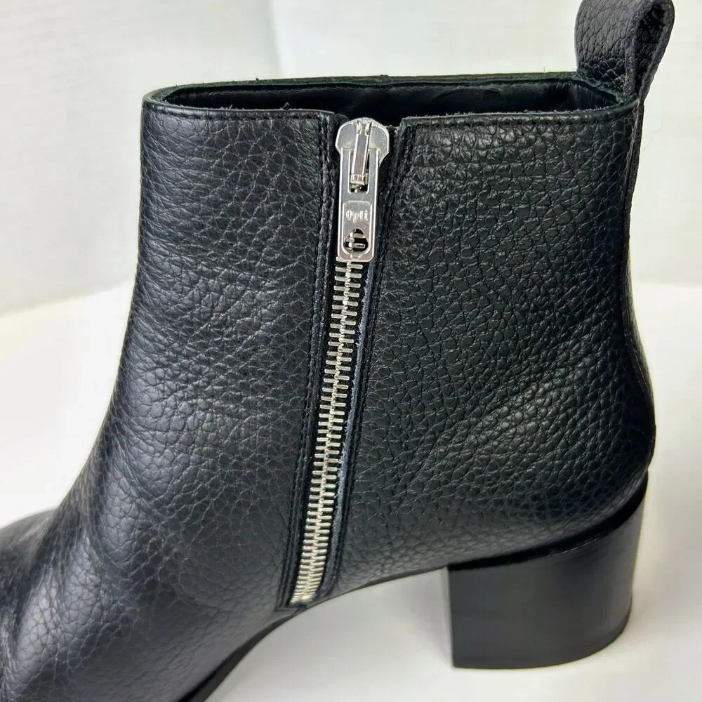 Everlane the Boss Boot Black Leather Pointed Toe Italian Ankle Booties Classic 7
